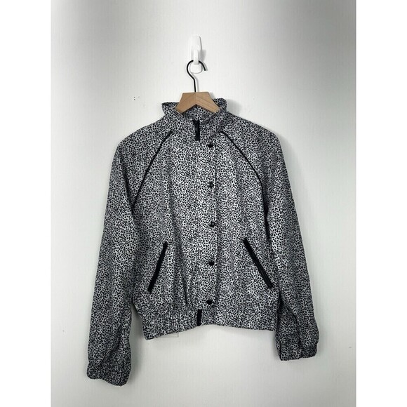 Allfenix White Leopard Print Cropped Full Zip Jacket Anthropologie Medium - Picture 3 of 12
